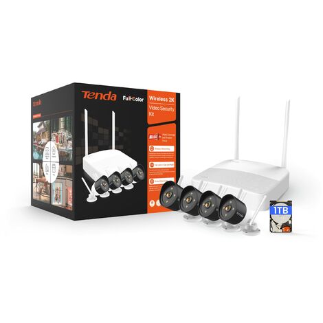 Tenda Kit Videosorveglianza WiFi, 4X 2K Telecamere da Esterno e 4CH NVR (fino a 10TB) con 1TB HDD, Visione Notturna a Colori, Rilevamento del Movimento e Persona, H.265, Accesso Remoto, K4W-3TC-1T (1/5)