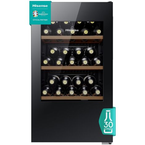 Hisense MWC4894GF - Cantina Vino 30 bottiglie, Monotemperatura, Vetri Anti UV, Ripiani in Legno, Display Touch, Illuminazione Led, Anno 2023