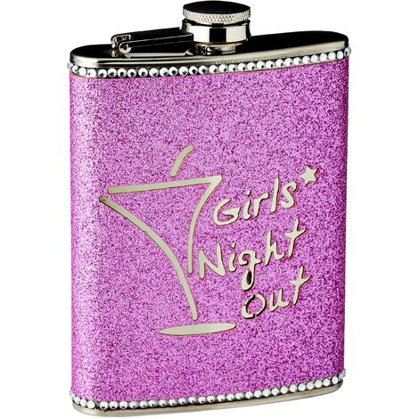 Premiere Housewares 0508075 Fiaschetta Girls Night out, 8 oz, Acciaio Inox, Rosa Caldo (1/4)
