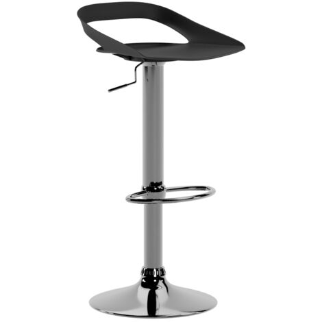 STONES HOME FURNITURE, Sgabello in Polipropilene con Struttura in Metallo, Sgabello Bar e Cucina Regolabile con Alzata a Gas, Modello Glen, Colore Nero e Grigio Cromato, 40 x 40 x 69/91 cm (1/5)
