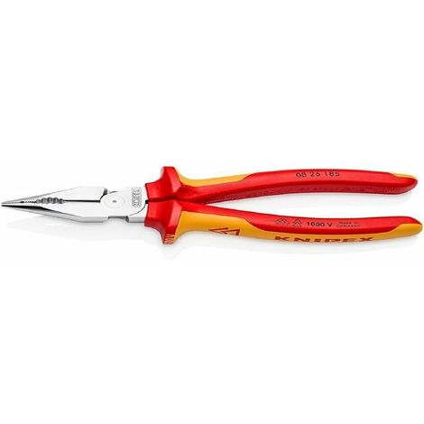 KNIPEX 08 26 185 SB Pinza universale con testa a punta isolati con manici rivestiti in materiale bicomponente, collaudati VDE cromata 185 mm