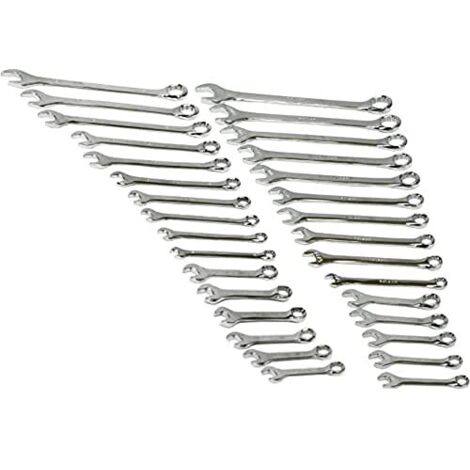 Rolson 46895 Set di chiavi inglesi in acciaio cromo vanadio lucido, multicolore (32 pezzi) (1/2)