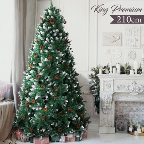 Albero Di Natale Verde Innevato Lapponia Abete Artificiale 210 Cm Pino 705 Punte Rami Neve Folto