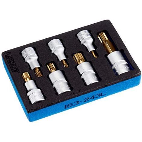 Hazet 163-243/7 Serie di Inserti Chiave a Bussola per Giraviti Xzn, Oro, Attacco Quadro, Cavo, 12.5 mm 1/2 di Pollice (1/4)