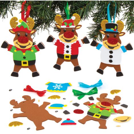 Baker Ross FN343 Decorazioni porta cioccolatini a forma di renna - Confezione da 8, decorazioni natalizie per bambini, arte e artigianato