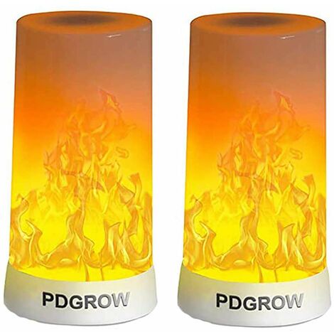 Lampada Effetto Fiamma 2PCS, PDGROW Lampada a Fiamma a LED Ricaricabile Tramite USB Impermeabile Luce Notturna a Fiamma con Base Magnetica e Ganci in Metallo per Natale, Feste, Interni ed Esterni