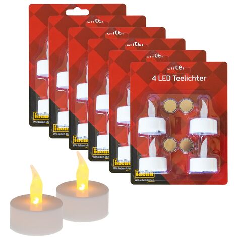 Idena 10124218 - Set di candele a LED, 24 pezzi, candele elettriche con luce tremolante, batterie incluse, decorazione per matrimonio, festa, Natale, Pasqua, come luce d'atmosfera (1/3)
