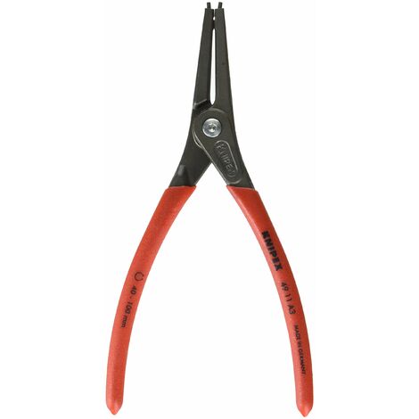 KNIPEX 49 11 A3 SB Pinza di precisione per anelli di sicurezza per anelli di sicurezza esterni su alberi Rivestita in plastica antiscivolo bonderizzata grigia 225 mm