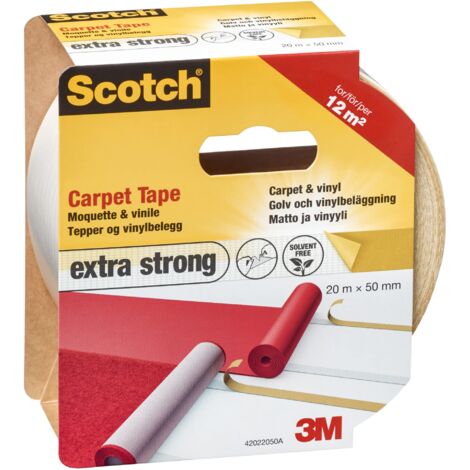 Scotch 42022050B Nastro Biadesivo per Moquette e Pavimento in Vinile, Trasparente, 20 m x 50 mm (1/5)