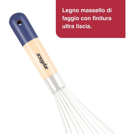 Zyliss E980209 Frusta a Palloncino, Legno, Acciaio Inossidabile, Argento,  Naturale, Blu, Sbattitore Mano, Cottura, Miscelazione, Preparazione