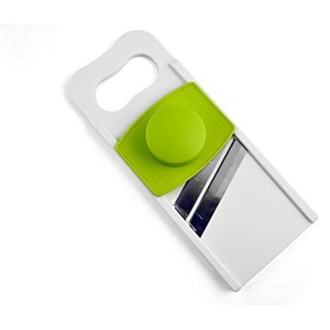 H&H Twin Blades Affettatore Manuale, 2 Lame in Acciaio, con Salvadita, Bianco/Verde (1/2)
