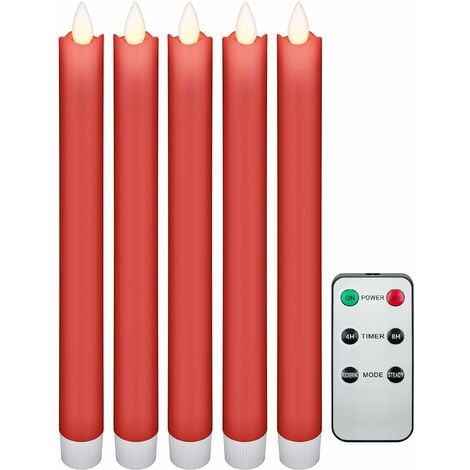 Set 4 candele rosse a LED in vera cera