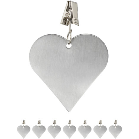 relaxdays Fermatovaglia, Set 8 Pesi per Tovaglia, Indoor & Outdoor, Antivento, Acciaio, Kit Cuori Eleganti Deco, argento (1/5)