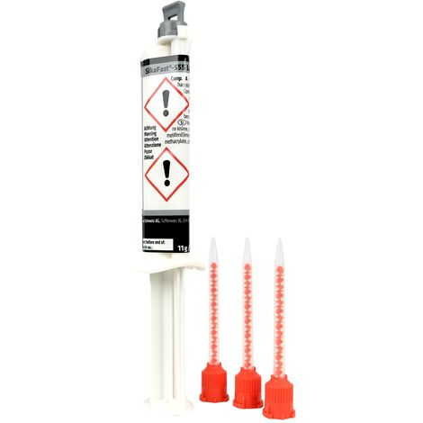 Sika - Sika Fast 555 L03, Adesivo strutturale flessibilizzato a rapido indurimento, con elevata resistenza all'impatto. Aderisce su un'ampia gamma di substrati. Siringa in blister 10 ml, Grigio