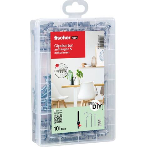 Fischer Meister Box Scatola con tasselli per cartongesso + viti + ganci, contenuto: 50 pezzi, 1 utensile, 38 pezzi 4,2 x 35, 6 ganci ad angolo 4,2 x 40, 6 ganci rotondi 4 x 46, 513892 (1/5)