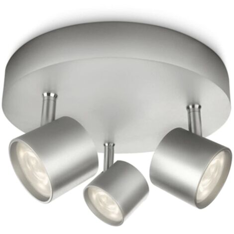 Philips 562434816 myLiving Plafoniera con 3 Spot a LED, Alluminio, Grigio