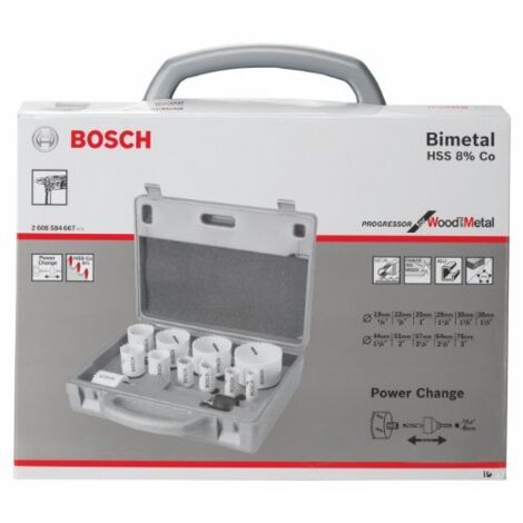 Bosch Professional Set da 14 pz. di Seghe a Tazza Progressor for Wood & Metal Set (per Elettricista, Ø 19-76 mm, Accessorio per Foratrice)