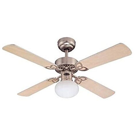 Westinghouse Lighting 7227240 Vegas, ventilatore da soffitto tradizionale con luce, 105 cm, finitura in alluminio spazzolato, vetro smerigliato opalino