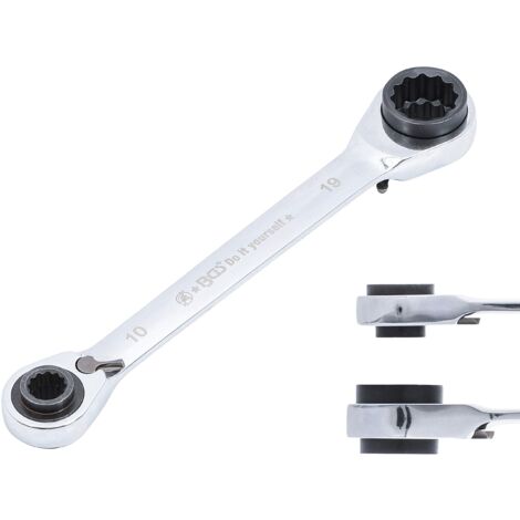 Kraftmann, 30007, Chiave a cricchetto, 4 in 1, 10 x 13 e 17 x 19 mm