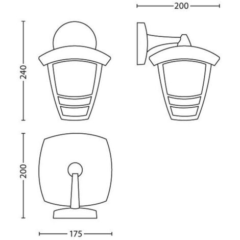 Philips LED Lampada da Parete Creek, per Esterno, Lanterna Down, Attacco E27, Alluminio, Nero