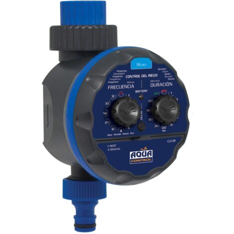 Aqua Control C4109 - Programmatore di irrigazione per Rubinetto Modello corazzato. Vano Impermeabile per batterie. Adatto a Tutti i Tipi di rubinetti. Apertura a 0 Bar.