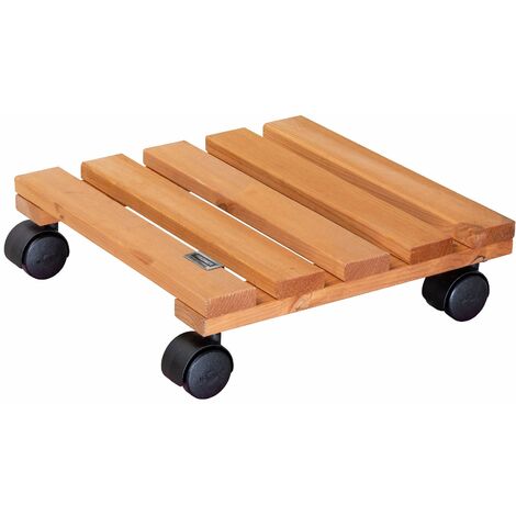 Wagner Carrello per Piante Nature 29 x 29 x 8 cm I per Interni I Carrello per Fiori in Legno Die conifere massello FSC®, Terracotta I Portavasocon Ruote I Portata 100 kg I Fatto in UE - 20015201