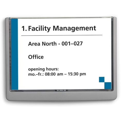 Durable 486637 Click Sign, Targa Fuori Porta in ABS, Sportellino Apribile con Tasto, Installazione con Viti o Biadesivo, 210x148,5 mm, Grafite