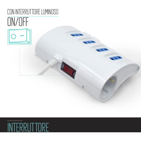 Multipresa da Scrivania a 6 Posti + 2 Porte USB - Ciabatta da Tavolo con 4 Prese Italiane 10A/16A + 2 Prese Universali Italiane/Schuko (Tedesche)