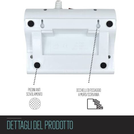 Multipresa da Scrivania a 6 Posti + 2 Porte USB - Ciabatta da Tavolo con 4 Prese Italiane 10A/16A + 2 Prese Universali Italiane/Schuko (Tedesche)