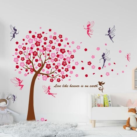 Walplus - Decorazione murale adesiva per cameretta bambini, motivo albero,  fatina