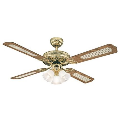 Westinghouse 7817140 Ventilatore a Soffitto Monarch Trio, Metallo, 60 watts, Ottone Lucidato (1/4)