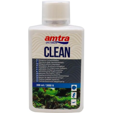 Amtra Clean - Depuratore naturale per l'acqua degli acquari, con microorganismi che eliminano ammoniaca e nitriti, riduce i cambi d'acqua, 300 ml (1/4)