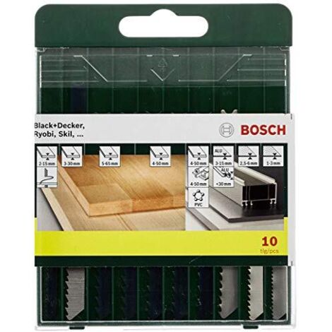 BOSCH - SET 10 LAME A SEGHETTO PER LEGNO/PLASTICA/METALLO CON ATTACCO A U (1/4)