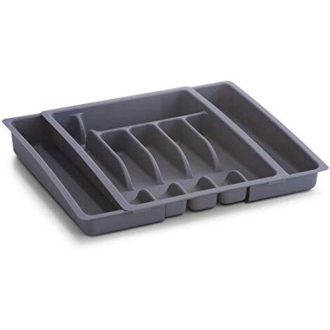 Zeller 24887 Portaposate, Allungabile, Plastica, Grigio, 48x38x6.5 cm