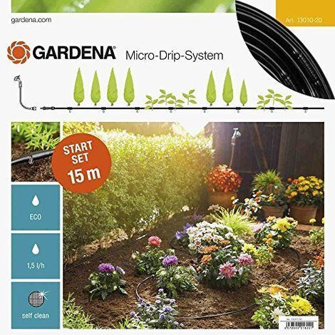 Gardena Start Set File di Piantine S: Sistema di Irrigazione da Giardino Micro-Drip per Irrigazione Delicata e a Risparmio Idrico Delle Piantagioni di Filari (13010-20)