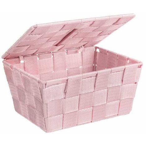 Wenko Cestino con coperchio Adria rosa, Polipropilene, 19 x 10 x 14 cm, Rosa