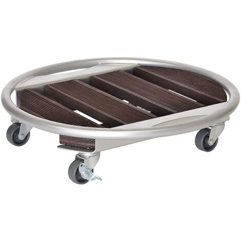 Wagner Carrello per Piante Venezia Medio Ø 38 x 9 cm I Carrello per Fiori per Interni ed Esterni I Portavasi di Legno Noce ed Metallo I 2 Freni I Portata 70 kg - 20707501