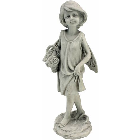 Design Toscano SH9403614 Statuetta Fata del Giardino di Rose con Cesto, Multicolore, 7.5x10x25.5 cm (1/4)