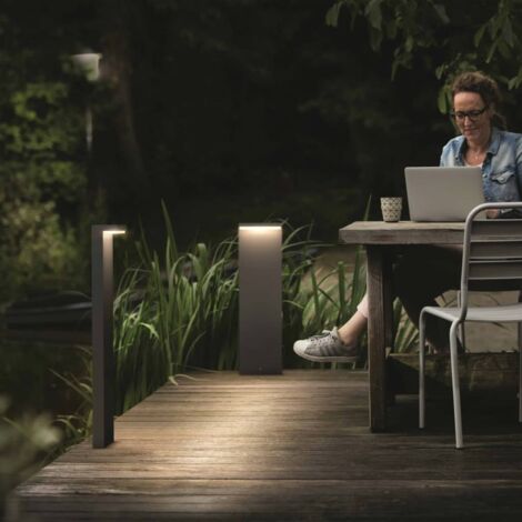 Philips Lighting Bustan Palo da Esterno, Altezza da 70 cm, 2700 K, Grigio Scuro