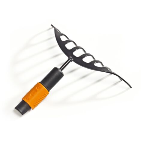 Fiskars Rastrello per roseti con 10 denti, Testa di attrezzo, Larghezza: 24,5 cm, Denti in acciaio temprato, Nero/Bianco, QuikFit, 1000651