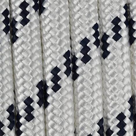 Corda Trecciata Poliestere 4mm - 100 Metri Bianco Con Blu - Resistente Agli UV E Intemperie