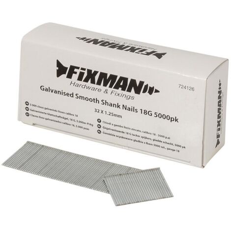 Fixman chiodi a gambo liscio zincato, 18G, argento, 724126