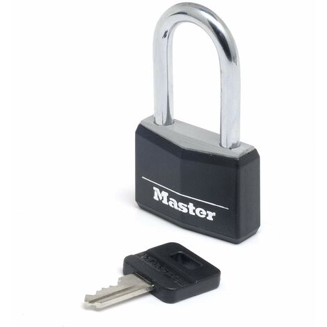 Master Lock 9140EURDBLKLF Lucchetto a Chiave in Alluminio Rivestito con Medio Archetto, Nero, 4 x 7.6 x 1.3 cm