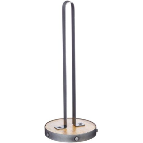 KitchenCraft Industrial Kitchen Porta Rotolo da Cucina in Metallo e Legno di Mango con Venature Naturali, Base Anti Rovesciamento, 31 cm x 12 cm (1/5)