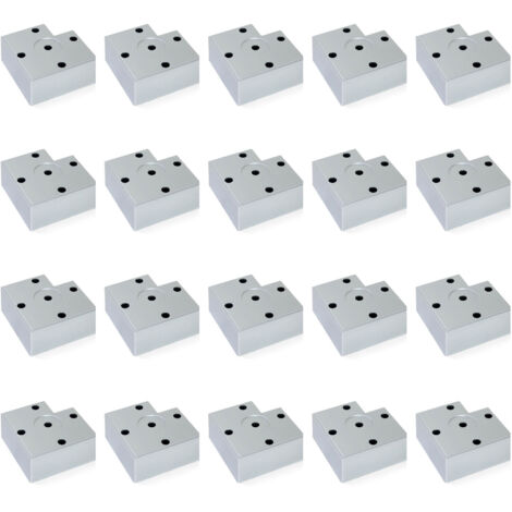 Emuca Lotto di 20 piedini per mobili Alumix 7, altezza 30 mm, Tecnoplastica, Verniciato alluminio