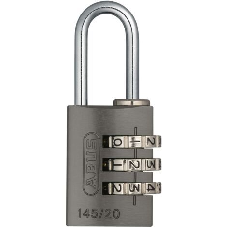 ABUS Lucchetto a combinazione 145/20 Titanium - Lucchetto per bagagli, armadietti e molto altro. - Lucchetto in alluminio - codice numerico regolabile individualmente - livello di sicurezza 3