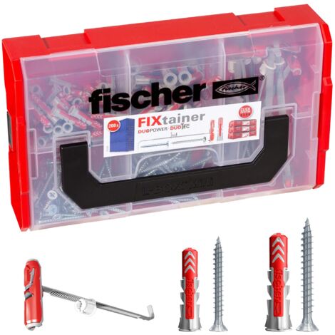 Fischer FixTainer DuoPower DuoTec, Valigetta 200 Tasselli con Vite Assortiti, per Fissaggio su Cartongesso, Muro Pieno, Mattone Forato, e Calcestruzzo cellulare, 541106