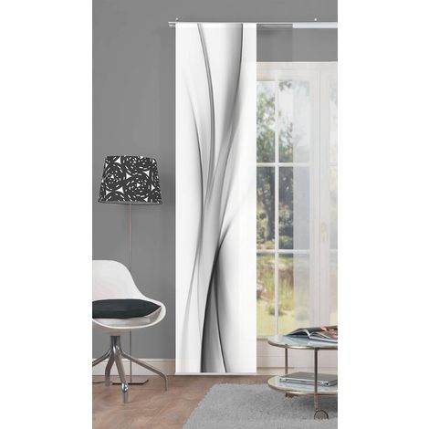 Home fashion 86095 – Tenda a pannello con stampa digitale Rochelle, tessuto decorativo effetto seta, 703 grigio, A: 245 x L: 60 cm