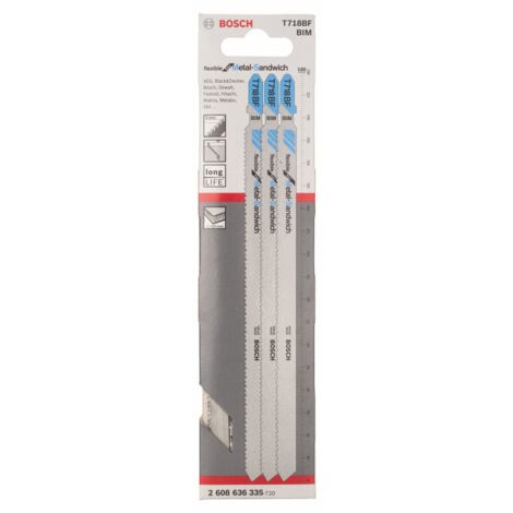 Bosch Accessories 2608636335 Lama per seghetto alternativo T 718 BF - Metal-Sandwich 3 pz.