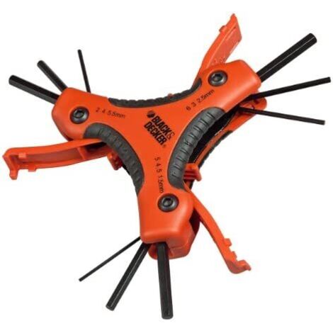 Black+Decker Black & Decker BDHT0-71628 Set 9 Chiavi Esagonali a Brugola, Nero, Ciano, Magenta, Giallo, Rendement standard (1/5)